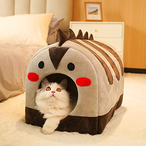 Katzenbett für Indoor Katzen-Große Katzenhöhle für das Haus der Haustierkatzen mit Flauschigen, abnehmbaren und waschbaren Kissen, Katzen versteckt Wawy Bett von SYCARPET