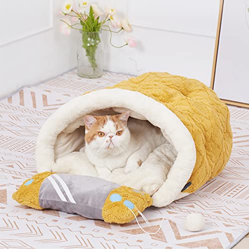 Katzenbett für Indoor-Katzen-Katzenbettloch, abnehmbare waschbare Mattenkissen, ruhige und komfortable weiche Katzenloch, niedliches hautfreundliches Katzenhaus von SYCARPET