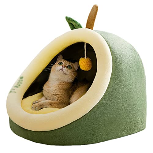 Katzenbett für Indoor-Katzen-Welpenbett mit Rutschfester Unterseite, Avocado-förmige Katze/Welpenloch mit hängendem Spielzeug, Welpenbett mit abnehmbarem Baumwollkissen, beruhigendes Haustiersofa Katzenbett für Indoor-Katzen-Welpenbett mit Rutschfester Unterseite, Avocado-förmige Katze/Welpenloch mit hängendem Spielzeug, Welpenbett mit abnehmbarem Baumwollkissen, beruhigendes Haustiersofa von SYCARPET