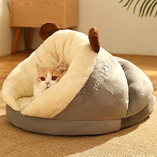 SYCARPET Katzenbett für Indoor-Katzen. Welpenbett mit Rutschfester Unterseite, Katzenloch in Form von Hausschuhen, super weiches und beruhigendes Haustier-Schlafsofa für das Welpenbett von SYCARPET