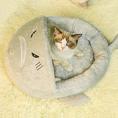 Katzenschlafbett, selbstheizendes Schlafnest, Tierform Haustier Verstecktasche für Welpen, Katzen und Katzen, halbgeschlossenes Plüschmattenbett Loch von SYCARPET