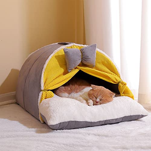 Katzenschlafsack, Kunstpelz Stoff Katzenbett Cave Nest, Haustier bequem weiches waschbares Bett mit rutschfestem Boden für Indoor Welpen und Kätzchen von SYCARPET