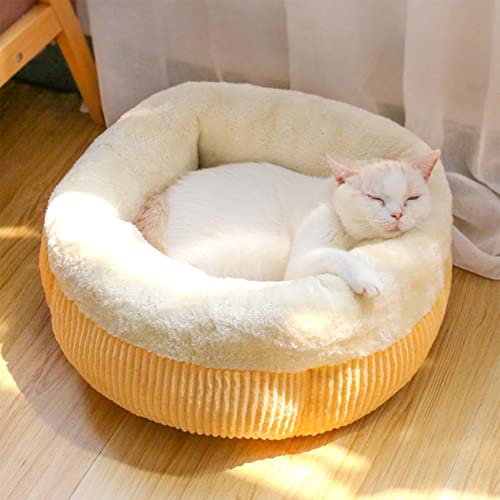 SYCARPET Modernes, weiches, rundes Katzenbett, ideal für Katzen oder Welpen im Haus, Selbsterwärmung im Herbst und Winter, Indoor-Nickerchen, Komfortables Katzenbett, Rutschfester Boden von SYCARPET