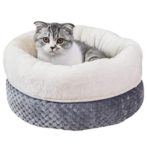 SYCARPET Pet Craft Indoor Katze rundes Katzenbett, superweicher Plüsch, Memory-Schaum, maschinenwaschbar, beruhigendes Katzenbett von SYCARPET