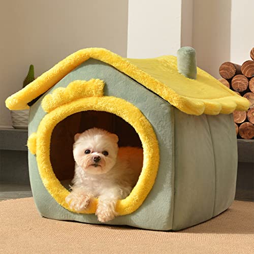 SYCARPET Zwinger House Shape Winter warm Welpen Bett beweglich waschbar Hund Loch für Teddy Katzen, Haustier Produkte von SYCARPET