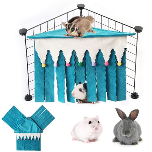 SYFUNLV Haustierkäfig-Hängematten,Hamsterversteck,42 * 33cm Kleintier Zelt Versteck,Flauschige Hängebett,Spielplattform, für Tierversteckkäfige für Frettchen Chinchillas Ratten Igel (Blau) von SYFUNLV