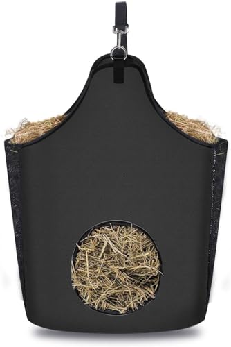 Heusack, Heusack aus Segeltuch for Pferde, Heufutterspender for Ziegen mit Metallring und verstellbarem Riemen, Heusäcke for Pferde, Ziegen, Schafe, Esel, Kühe von SYH&AQYE