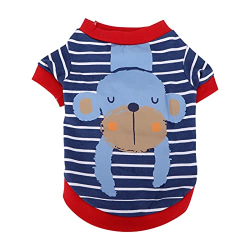 SYH&AQYE Pet Hoodies, Pets Suit Cartoon Thin Dogs Shirt Stripe Hoodies Herbst und Winter Haustierkleidung für kleine und mittelgroße Welpen, mittelgroße Hunde, Jungen und Mädchen(L-blau) von SYH&AQYE