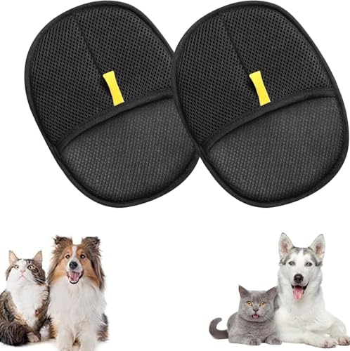 SYH&AQYE 2-teiliger Tierhaarentfernungshandschuh, wiederverwendbarer elektrostatischer Tierhaarentferner, Hundehaarentfernungs-Pflegehandschuh-Werkzeug for Couch, Kleidung, Teppich, Vorhang von SYH&AQYE