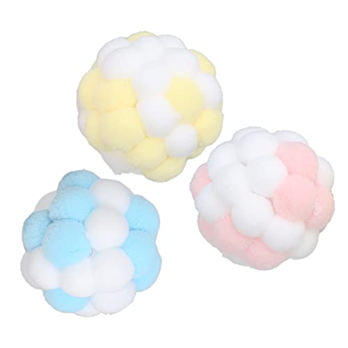 SYH&AQYE 3 PCS Cat Toy Balls with Bell, Colorful Soft Fuzzy Balls Interactive Bell Ball, Interactive Chasing Chewing Toys for Indoor Interaction, Play,Training and Chewing of Big Cats von SYH&AQYE