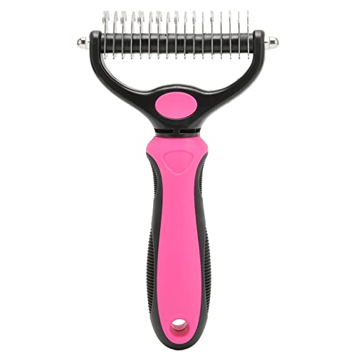 SYH&AQYE Haustier Entfilzungskamm, Doppelseitige Knotenentfernung, Pflegemassage, Hunde Enthaarungsbürste, Haustier Haarentferner Werkzeug für Langhaarige Haustiere (Großes Rosa) von SYH&AQYE