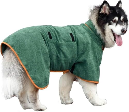 SYH&AQYE Hundebademantel, super saugfähige Hundehandtücher, Mikrofaserbad, verstellbare Kapuzenpullover und Gürtel for Badekleidungsprodukte for Hunde(Grün,XL) von SYH&AQYE