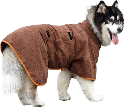 SYH&AQYE Hundebademantel, super saugfähige Hundehandtücher, Mikrofaserbad, verstellbare Kapuzenpullover und Gürtel for Badekleidungsprodukte for Hunde(braun,XL) von SYH&AQYE