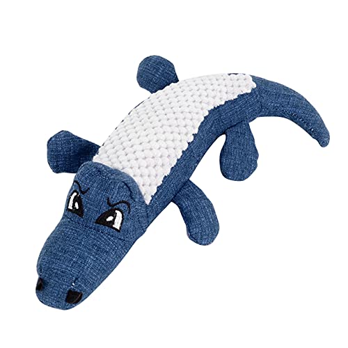 SYH&AQYE Quietschendes Plüschtier für Hunde, Hundespielzeug, Simulation, Krokodilform, Plüsch, gefüllt, bissfest, Molaren, Haustierhund, Stimmspielzeug(blau) von SYH&AQYE