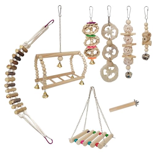 SYJHHWGS Birdcage Swing Playset Toy Risseing Puzzle Interaktion Vogel Stehend Hängemattenspielzeug Natural Cage Entertainment Toy von SYJHHWGS