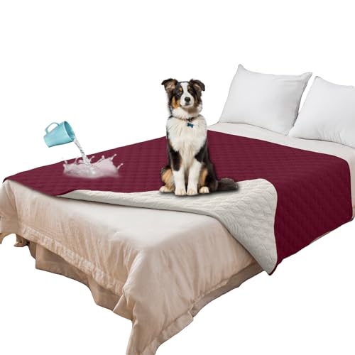 SYLC Hundedecke Wasserdicht Hunde Decken Hundematte Undurchlässig rutschfest Sofaschutz Katze Waschbar Für Bett/Sofa/Auto/Outdoor (102 x 127 cm/40 x 50 in,Wine red) von SYLC