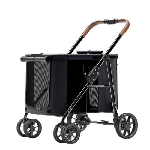 SYLGXH Hunde Kinderwagen Bequemer Und Praktischer Hundewagen for Haustiere, Faltbares Und Leichtes Material, Große Hunde Und Katzen Katzen Kinderwagen(Black) von SYLGXH
