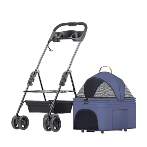 SYLGXH Hunde Kinderwagen Durch Die Autotasche Getrennter Allrad-Universal-Hundekinderwagen for Katzen Und Hunde Mit Verfügbarem Rücksitz Katzen Kinderwagen(Blue) von SYLGXH