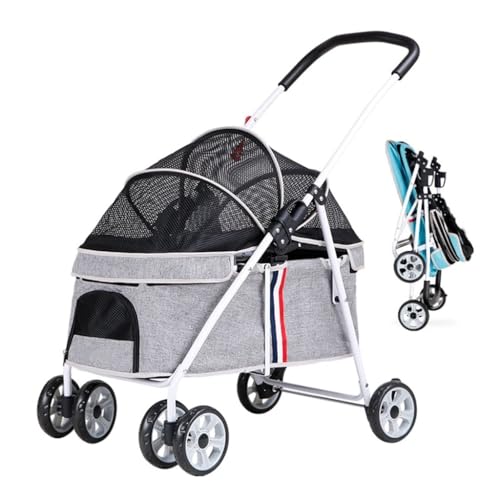 SYLGXH Hunde Kinderwagen Haustier-Kinderwagen, vierrädriger Kinderwagen for mittelgroße Hunde, Kleiner Hund, Leichter Kinderwagen, Faltbarer Outdoor-Haustier-Kinderwagen Katzen Kinderwagen(G) von SYLGXH