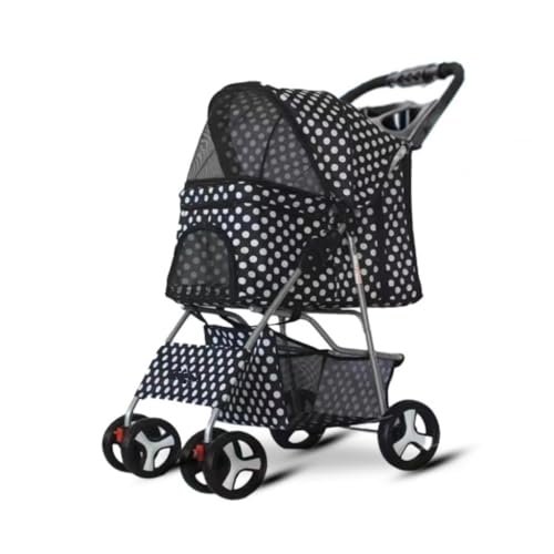 SYLGXH Hunde Kinderwagen Haustier-Kinderwagen, zusammenklappbar, leicht, aus leichtem Material, for kleine und mittlere Teddy-Hunde und Katzen Katzen Kinderwagen(Black) von SYLGXH