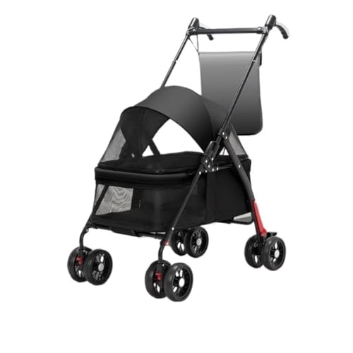 SYLGXH Hunde Kinderwagen Haustier-Kinderwagen for Ausflüge, Kleiner Zugwagen, Welpen-Kinderwagen, Hunde-Walking-Wagen, Kleine, Leichte, Faltbare Katze Katzen Kinderwagen(Black,C) von SYLGXH
