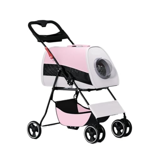 SYLGXH Hunde Kinderwagen Kleiner Und Mittelgroßer Kinderwagen for Katzen Und Hunde, Leicht, Atmungsaktiv, Modisch Und Abnehmbar Katzen Kinderwagen(Pink) von SYLGXH