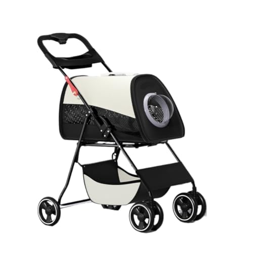 Hunde Kinderwagen Kleiner Und Mittelgroßer Kinderwagen for Katzen Und Hunde, Leicht, Atmungsaktiv, Modisch Und Abnehmbar Katzen Kinderwagen(White) von SYLGXH
