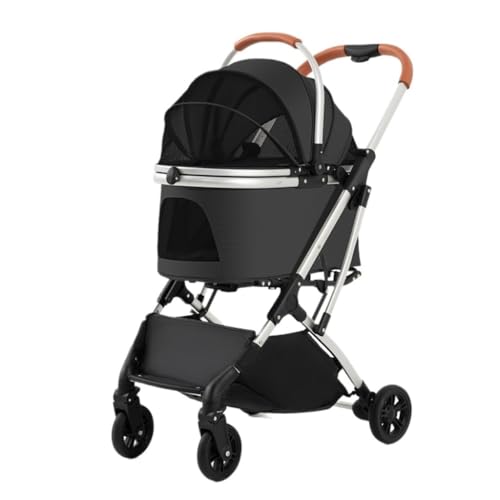 SYLGXH Hunde Kinderwagen Multifunktionaler Haustier-Kinderwagen for Mittelgroße Und Große Hunde, Outdoor-Reise-Hundewagen, Tragbar Und Faltbar Katzen Kinderwagen(Black) von SYLGXH