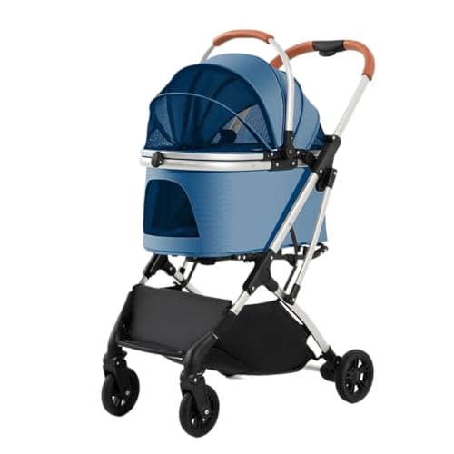Hunde Kinderwagen Multifunktionaler Haustier-Kinderwagen for Mittelgroße Und Große Hunde, Outdoor-Reise-Hundewagen, Tragbar Und Faltbar Katzen Kinderwagen(Blue) von SYLGXH