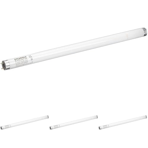 SYLVANIA T8 Schwarzlicht-Röhren-Lampe, G13 Sockel, 15 Watt, BL368 Blacklight, 10000h Lebensdauer, Lineare Form, 26mm Durchmesser, 450mm Länge, dimmbar, 4er Pack von SYLVANIA