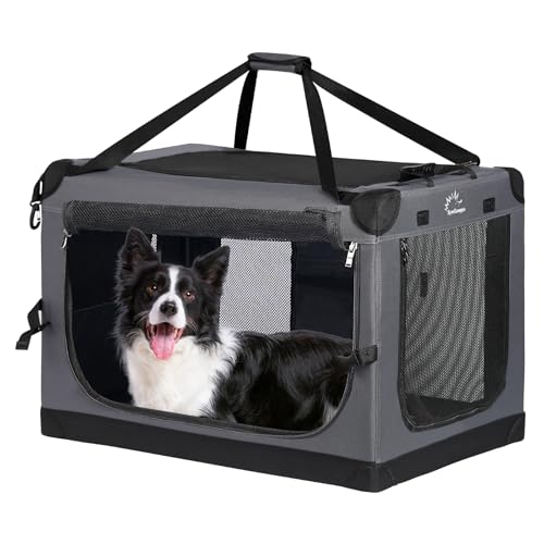 SYMKAMPPO Weiche faltbare Hundebox, 91,4 cm, tragbare Reise-Hundebox mit 3 Türen, kratzfeste Netzfenster, faltbare Haustierhütte für den Innen- und Außenbereich SYMKAMPPO Weiche faltbare Hundebox, 91,4 cm, tragbare Reise-Hundebox mit 3 Türen, kratzfeste Netzfenster, faltbare Haustierhütte für den Innen- und Außenbereich von SYMKAMPPO