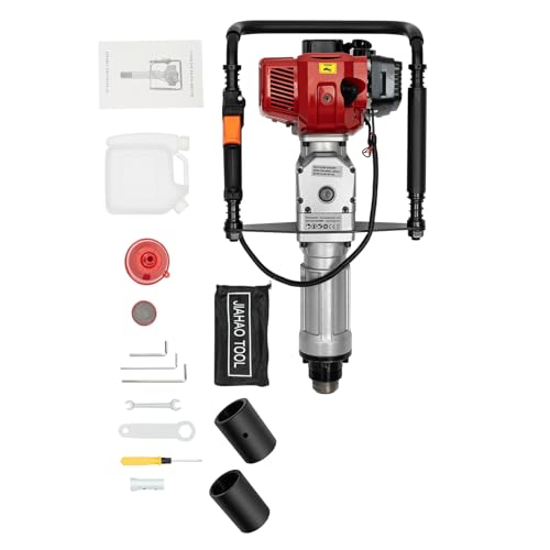 SYNCMH Pfahlramme Benzin 1900W, Hubraum 52cm³, 6500 U/min, 103 dB, mit 2 Rammköpfe, Ölmischkessel und Werkzeugsatz, Sicherheitsverriegelung, Erdlochbohrer für Zäune, Solaranlagen, Weinbau SYNCMH Pfahlramme Benzin 1900W, Hubraum 52cm³, 6500 U/min, 103 dB, mit 2 Rammköpfe, Ölmischkessel und Werkzeugsatz, Sicherheitsverriegelung, Erdlochbohrer für Zäune, Solaranlagen, Weinbau von SYNCMH