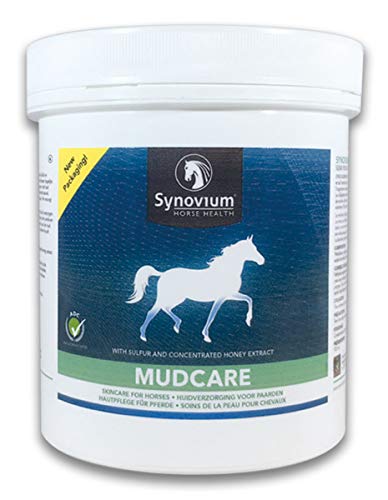 SYNOVIUM Schlammpflege, Hautpflege für Pferde. Enthält unter anderem Schwefel (Schwefel) und Honigextrakt. Es pflegt und unterstützt die Regeneration des Hautgewebes. von SYNOVIUM