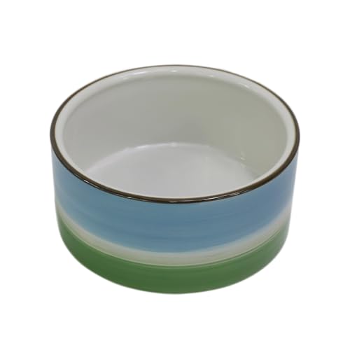 SYNWISH Fressnapf aus Porzellan, Vintage-Design, rutschfest, schwere Keramik, für Hunde und Haustiere, 765 ml, für mittelgroße und große Hunde, spülmaschinen- und mikrowellengeeignet, 15,2 cm, Blau von SYNWISH