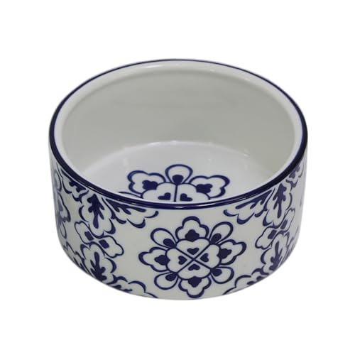 SYNWISH Keramik-Hundenäpfe, Futter- und Wassernäpfe, rutschfest, für kleine und mittelgroße Hunde und Katzen, beschwerter Futternapf, Vintage-Stil, Blau und Weiß, 3,5 Tassen von SYNWISH