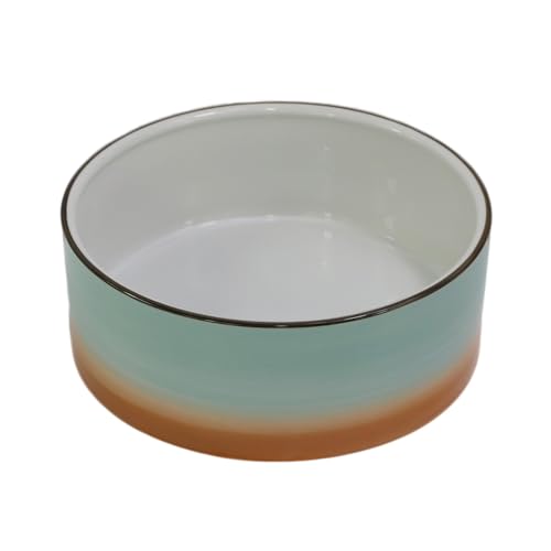 SYNWISH Keramik-Hundenapf, 20,3 cm, Grün und Orange, klassischer Futternapf für mittelgroße und große Hunderassen, robuster, rutschfester Hundenapf, Porzellan, spülmaschinen- und mikrowellengeeignet von SYNWISH