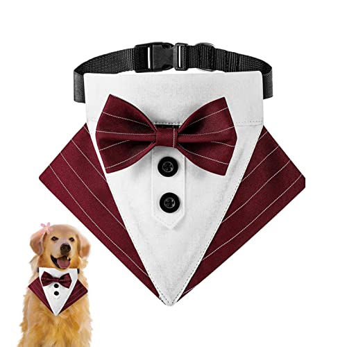 Bandana für Hunde | Haustier-Hochzeits-Halstuch, verstellbar, Hochzeits-Hundehalstuch, Hundehalsband mit Fliege für kleine, mittelgroße und große Haustiere Synyey von SYNYEY