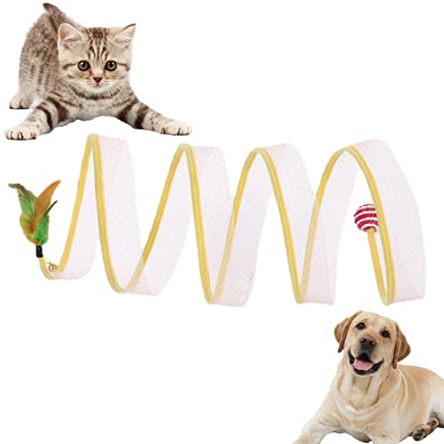 Cat Tunnelfeder, Kätzchen Spieltunnel Typ S,Cat Tunnel Nest mit Bällen und Crinkle Cat Interactive Cat Feather Teaser für die aus von SYNYEY