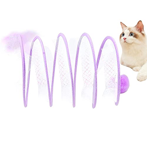 Haustier-Katzentunnelröhre - S-Typ Katzentunnel-Röhrenspielzeugfeder mit Feder - Lustiges zusammenklappbares Katzentunnelrohr für Haustiere, Katzentunnelrohrspielzeugfeder, Synyey von SYNYEY