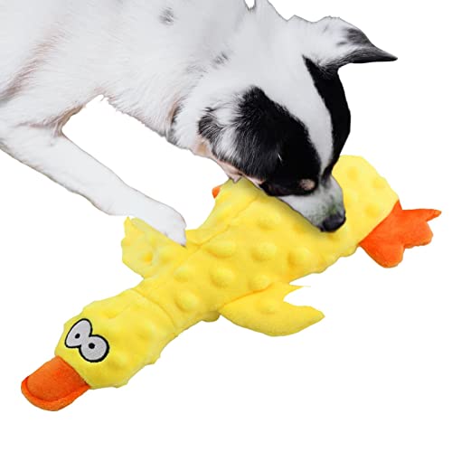 SYNYEY Ente Hundespielzeug – Haustier Stofftiere Kauspielzeug | Halten Sie den Mund sauber Quietschen Haustier Spielzeug Gelbe Ente Interaktives Spielen für kleine, mittelgroße Hunderassen von SYNYEY