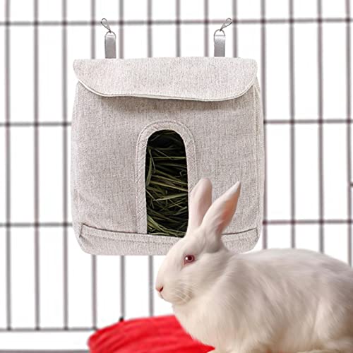SYNYEY Heufütterer,Robuste Futtertasche für Kleintiere - S//L Kaninchen-Heu-Futterstation, Hasen-Heu-Tasche mit verstellbaren Haken, hängende Heu-Futtertasche für Kaninchen, Meerschweinchen, Hamster von SYNYEY
