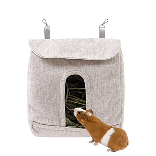 SYNYEY Heufütterer | Robuste Futtertasche für Kleintiere,S//L Kleintier-Heu-Futteraufbewahrung mit Haken, verstellbare Kaninchen-Heu-Futtertasche für kleine Haustiere von SYNYEY