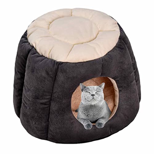 SYNYEY Katzenbett für Hauskatzen | Warme Katzenhöhle mit rutschfestem Boden - Pet Supply Katzenhaus Bett für kleine Hunde im Freien Pommersche Bulldogge von SYNYEY