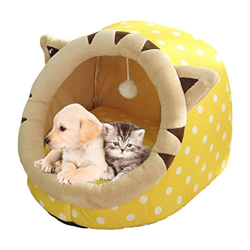 SYNYEY Katzenhöhlenbett - Haustier-Katzenhöhle mit flauschigem Ball zum Aufhängen | Höhlenbett für Katzen Abnehmbares tragbares halboffenes Haustierbett für den Innen- und Außenbereich, geeignet von SYNYEY