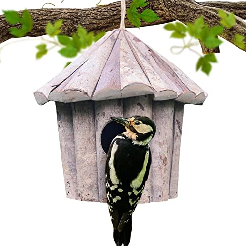 SYNYEY Vogelhaus für draußen - Hölzernes Kolibri-Nest zum Aufhängen im Freien,Kolibri-Nest-Vogelhäuser für Gartenfenster im Freien von SYNYEY