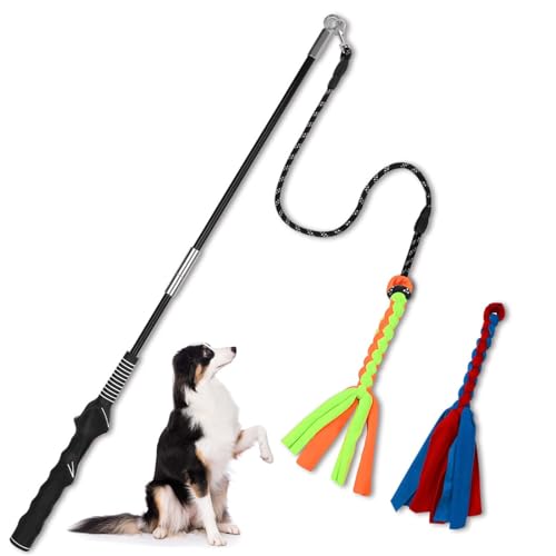 SYOOY Flirtstange für Hunde, interaktives Hundespielzeug, Teaser, Spielstock mit Fleeceseil, Köder, Kauspielzeug für kleine, mittelgroße und große Hunde, Welpen, Outdoor-Übung und Training SYOOY Flirtstange für Hunde, interaktives Hundespielzeug, Teaser, Spielstock mit Fleeceseil, Köder, Kauspielzeug für kleine, mittelgroße und große Hunde, Welpen, Outdoor-Übung und Training von SYOOY