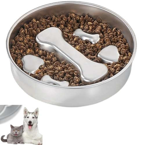 (2 Stück) Fressnapf für Hunde, die zu schnell fressen, Behälter gegen Erstickung aus Edelstahl, interaktives Lebensmittelzubehör für Welpen und große Hunde, 2 Stück von SYRMMM
