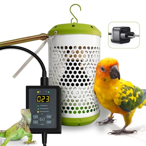 SYSAI Vogelkäfigheizung mit automatischer Temperaturregelung, Bissfester Netzkabelschutz von SYSAI