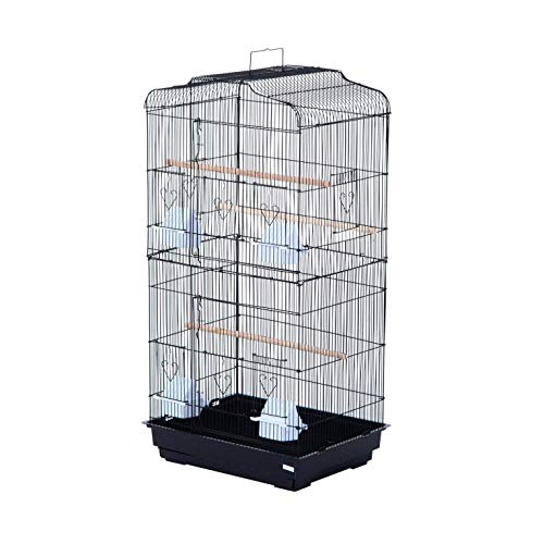 SYSZSYHD Großer Vogelkäfig aus schwarzem Metalldraht mit 2 Türen, 3 Sitzstangen aus Holz, 4 Futterschalen, hängendes Vogelhaus, 47,5 x 36 x 91 cm SYSZSYHD Großer Vogelkäfig aus schwarzem Metalldraht mit 2 Türen, 3 Sitzstangen aus Holz, 4 Futterschalen, hängendes Vogelhaus, 47,5 x 36 x 91 cm von SYSZSYHD
