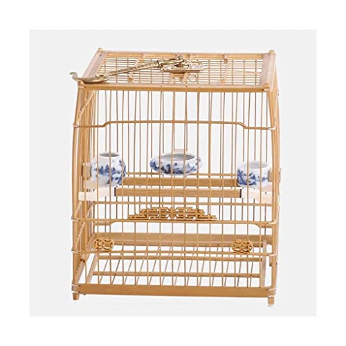 SYSZSYHD Quadratische Vogelkäfige, Vintage-Stil, quadratisch, geschnitzt, Vogelkäfig, Bambus-Vogelkäfig mit Rollständer für Zuhause, Garten, Outdoor SYSZSYHD Quadratische Vogelkäfige, Vintage-Stil, quadratisch, geschnitzt, Vogelkäfig, Bambus-Vogelkäfig mit Rollständer für Zuhause, Garten, Outdoor von SYSZSYHD